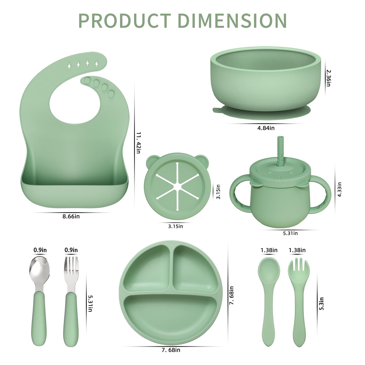 13 Pack Silicone Baby Feeding Set, BPA-Free Baby LED Weaning Supplies, Include Suction Plates, Bowls, Silicone and Stainless Steels Fork & Spoon, First Stage Infant Food Eating Utensils - 6+ Months