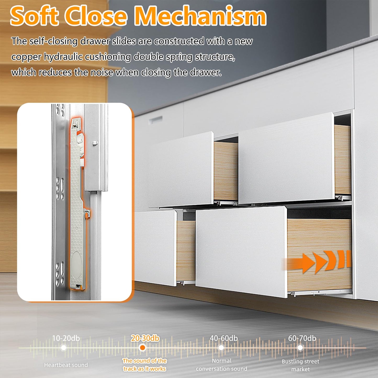 BAIDICE Soft Close Bottom Mount Drawer Slides 15 Inch Rails with Rear mounting Bracket Locking Devices Screws for Face Frame Or Frameless Application（15 inch,1 Pair）