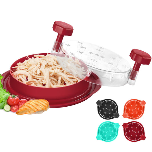 Chicken Shredder Tool Twist: 2026 Pro Food-Grade Visible Meat Shredder with Strong Anti-Slip Base, Ergonomic Handle, Chicken Breast Shredder, Suitable for Pork Beef Chicken (Red)