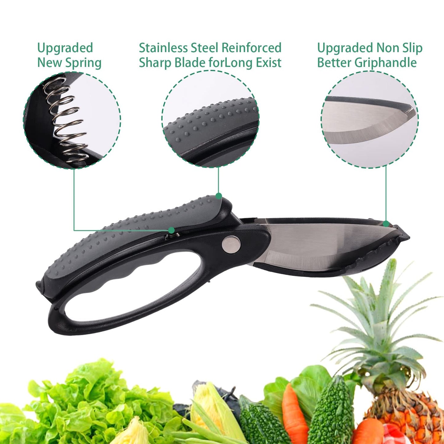 Salad Scissors, Multifunctional Salad Chopper Scissors Heavy Duty Kitchen Stainless Steel Scissor Chopper for Kitchen Cutting Tool