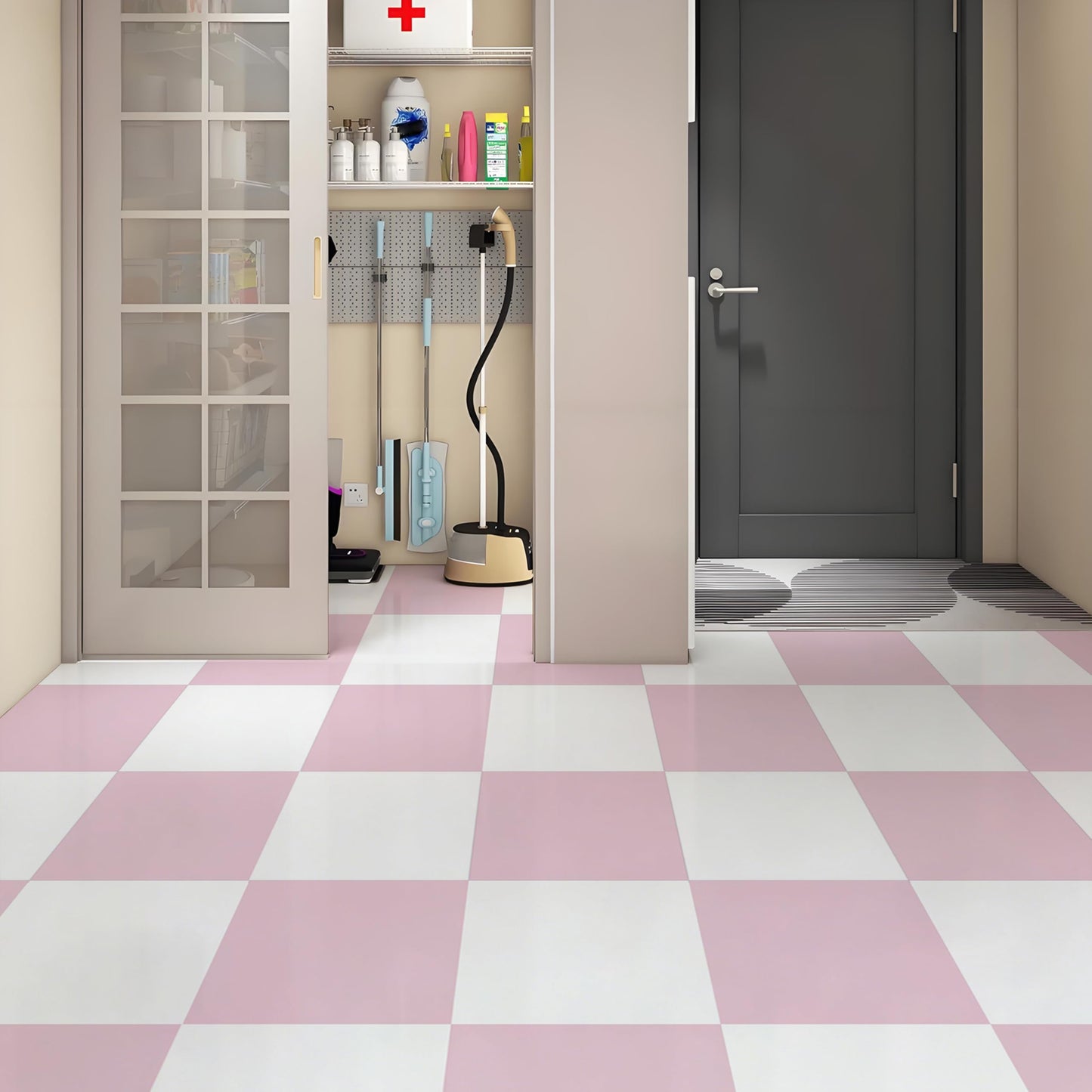 Alow Pink Peel and Stick Floor Tile Waterproof, 20pcs Vinyl Flooring Easy to Use, Peel and Stick Flooring Suit for RV, Toilet, Kitchen, Bedroom(12inX12in)