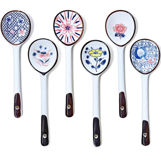 6 PCS Soup Spoons,Asian Soup Spoon,Chinese Soup Spoon,Ceramic Small Spoon Japanese Spoons for Pho Cereal Wonton Dumpling Miso-Set of 6