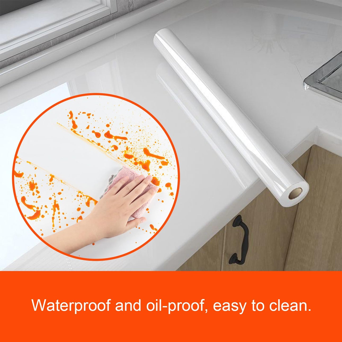 RXYCS Kitchen Transparent Peel and Stick Contact Paper Easy Clean Waterproof Oil-Proof Kitchen Backsplash Tiles Cabinets Furniture Protection Clear Contact Paper (15.7X78.7 Inches)