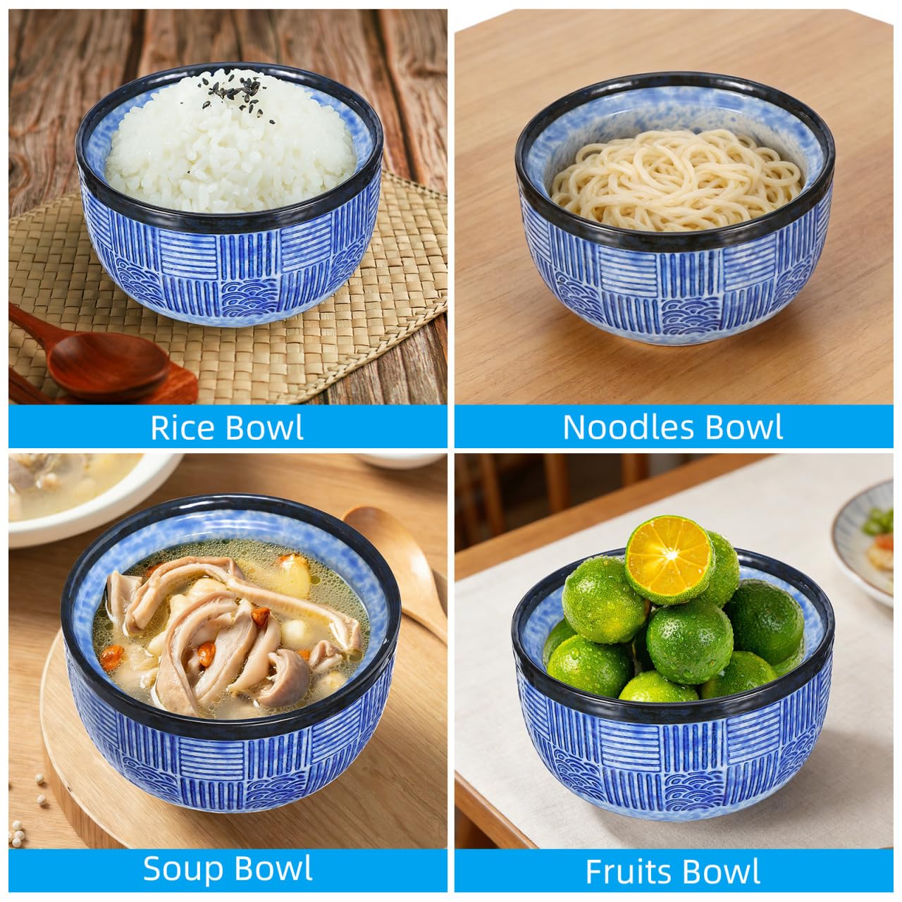 Kichvoe Japanese Ceramic Soup Bowl Set with Lid & Spoon, 4"/8.45oz Miso/Ramen Bowl for Noodles, Rice, Family Dinners & Home Kitchen Dinnerware