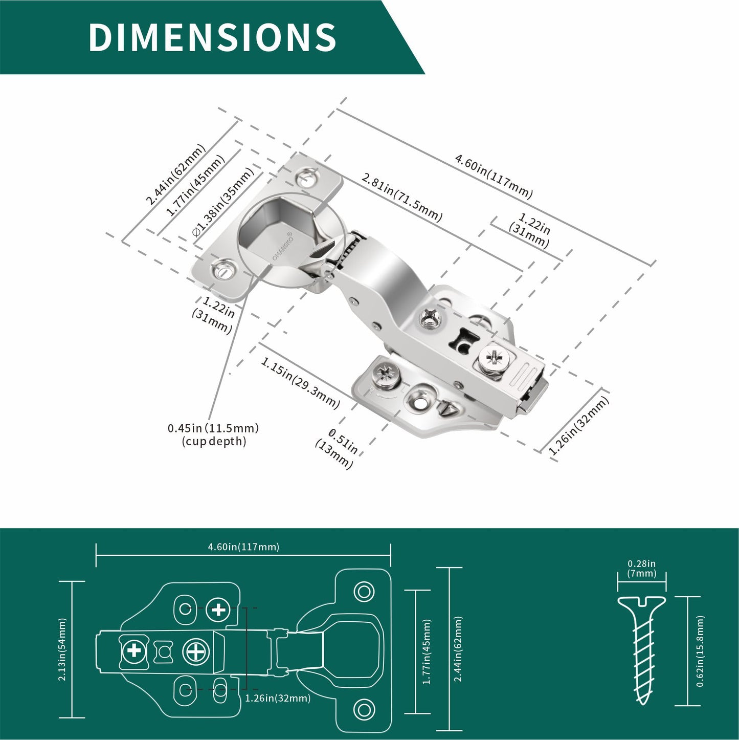 4 Pack Inset Soft Close Cabinet Hinges 105° Frameless 3 Way Adjustable Kitchen Cabinet Door Hinges with Screws
