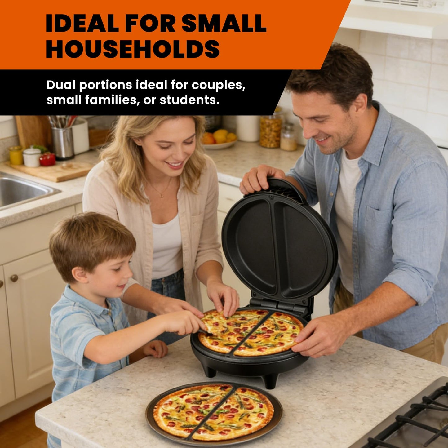 Saker Dual Zone Electric Omelette Maker, 1000W Fast Heating Non-Stick Egg Cooker ， Breakfast Maker for Sandwiches & Frittatas with Cool-Touch Handle, Perfect for Home, Dorm & Travel