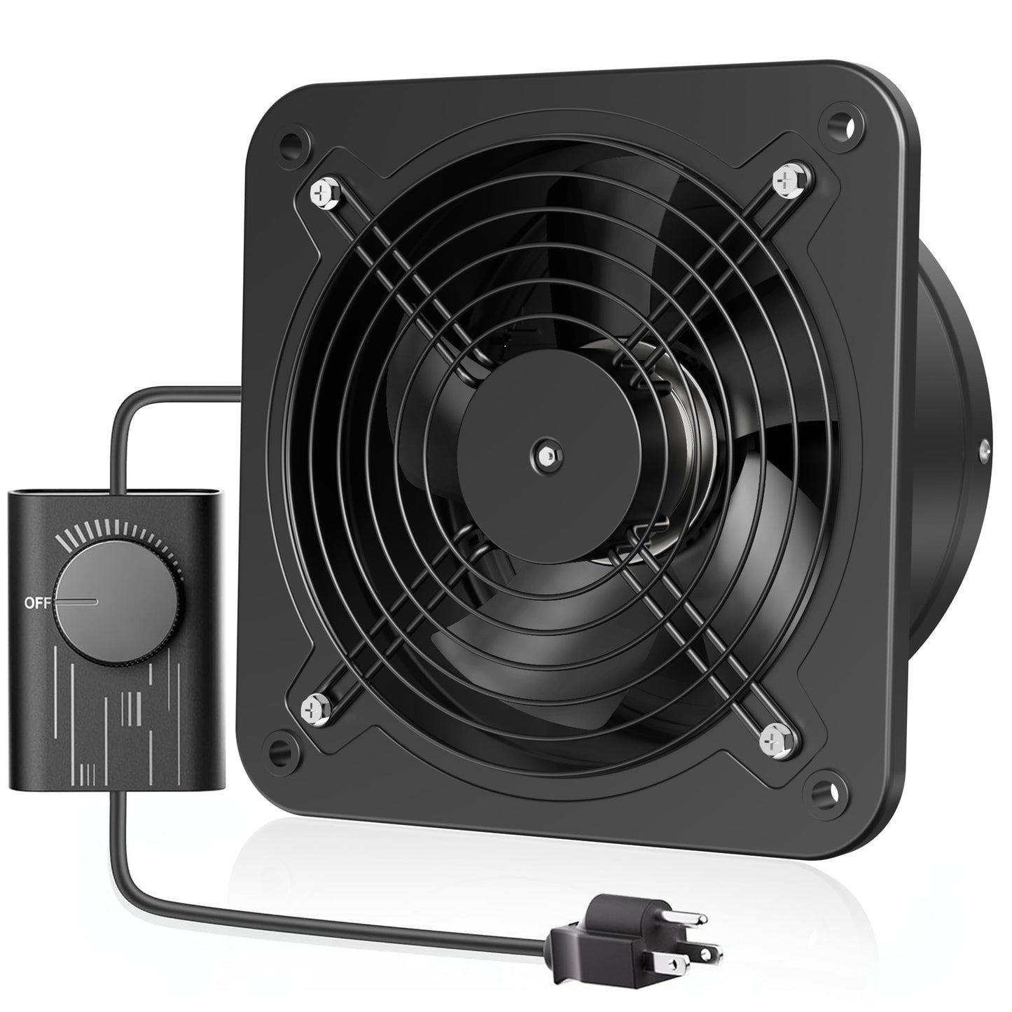 HG Power 8 Inch Exhaust Fan with Speed Controller, 567 CFM Kitchen Exhaust Fan with Damper, Metal Extractor Fan for Window, Attic, Ceiling, Basement Ventilation