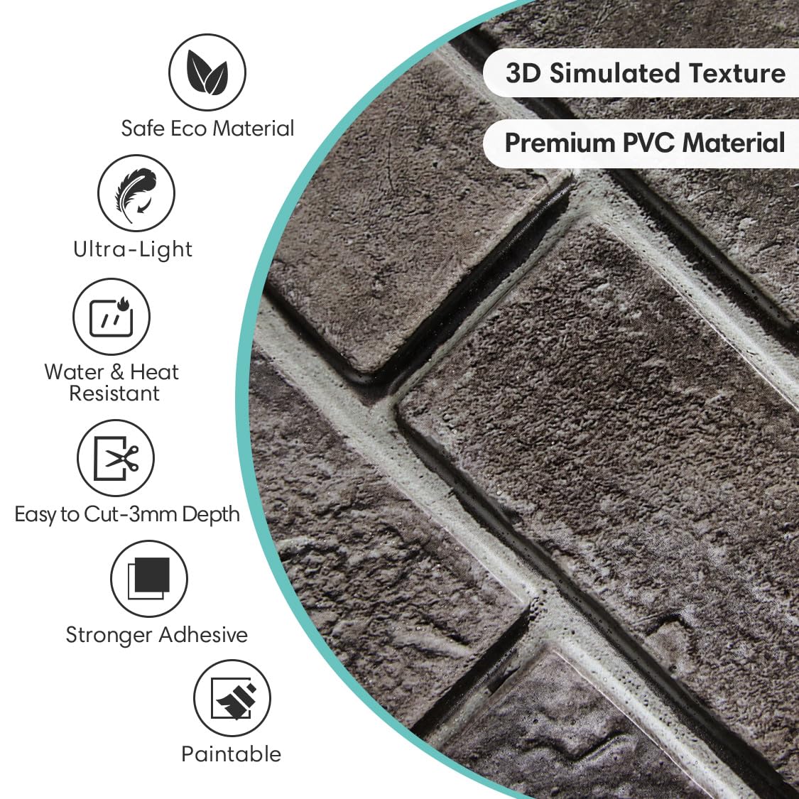 Commomy 3D Faux Brick Wallpaper Wall Tiles - 10 pcs 11.8" x 11.8" Small Size PVC Printable Brick Wall Panels Retro Brick Peel and Stick Backsplash for Kitchen, Bedroom, Living Room, RV
