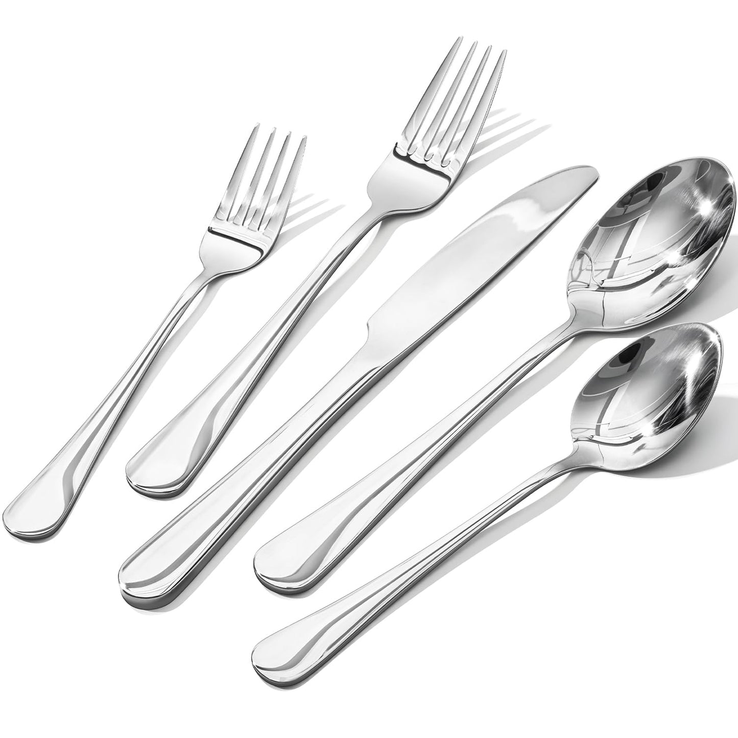 40-Piece Silverware Set for 8, Premium 18/10 Stainless Steel Flatware, Quality Heavy Duty Cutlery Utensils, Mirror Polished Dishwasher Safe Silverware for Home Wedding Housewarming Gift - HIKAA