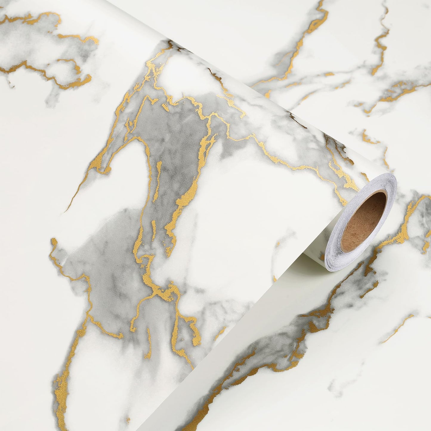 YENHOME 30"X118" White Countertop Contact Paper Peel and Stick Countertops Waterproof Matte Marble Contact Paper for Cabinets and Drawers Desk Renter Friendly Marble Wallpaper for Bedroom Bathroom