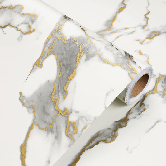 YENHOME 30"X118" White Countertop Contact Paper Peel and Stick Countertops Waterproof Matte Marble Contact Paper for Cabinets and Drawers Desk Renter Friendly Marble Wallpaper for Bedroom Bathroom