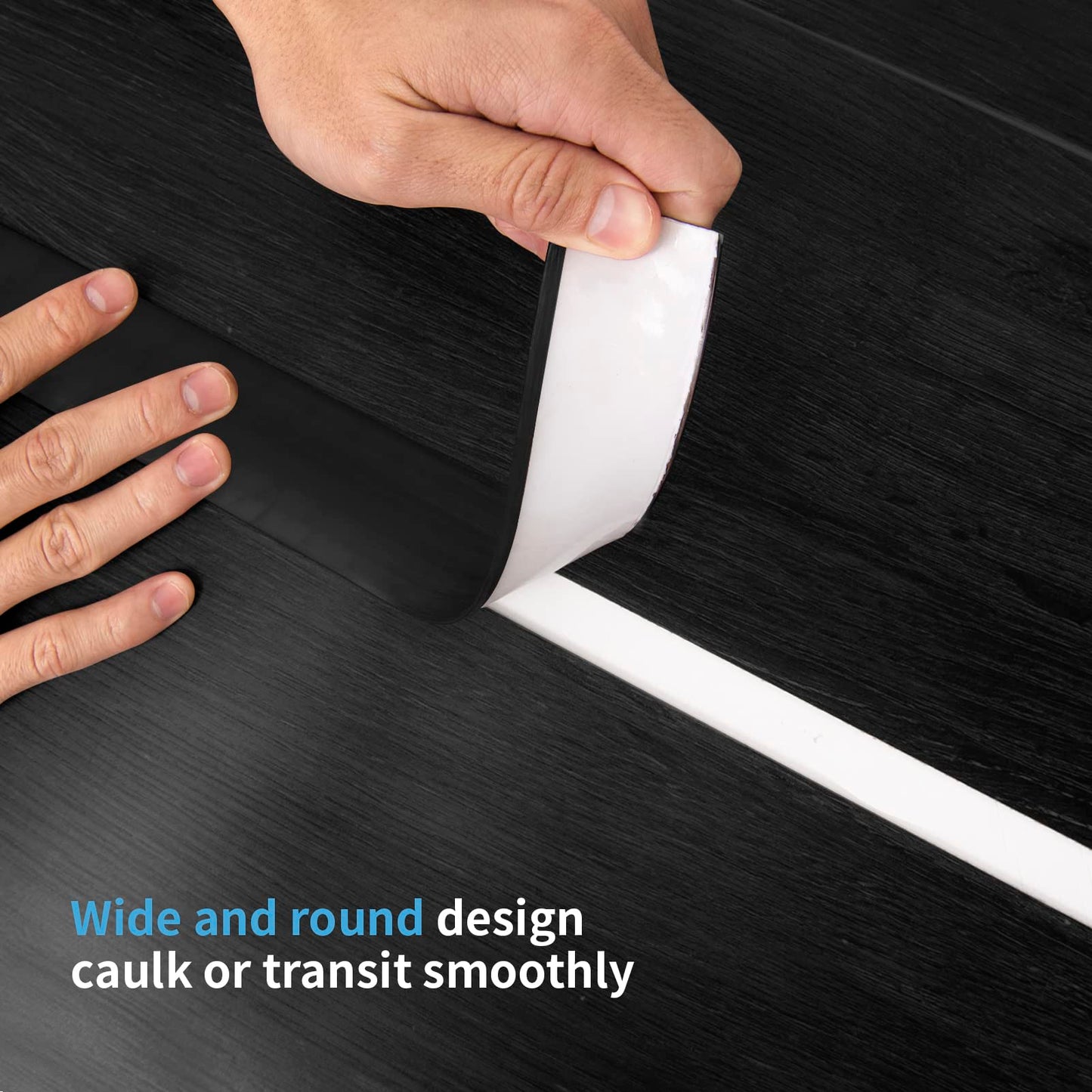 Art3d 4 FT Self Adhesive Vinyl Floor Transition Strip, Laminate Floor Strip Floor Flat Divider Strip for Joining Floor Gaps,Carpet Threshold Transition,Floor Tiles（1.57in, Black）