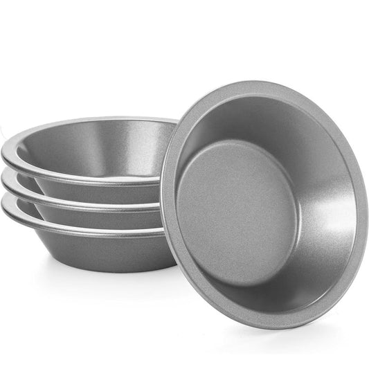 Freedom Farms Mini Pie Pan 4-Piece Set, 5 Inch, Non-Stick Individual Dish Pie Plate, Round Tin Pie Pan, Small Metal Bakeware for Baking Pot Pies, Cakes, Quiches, Tarts, Desserts (4)