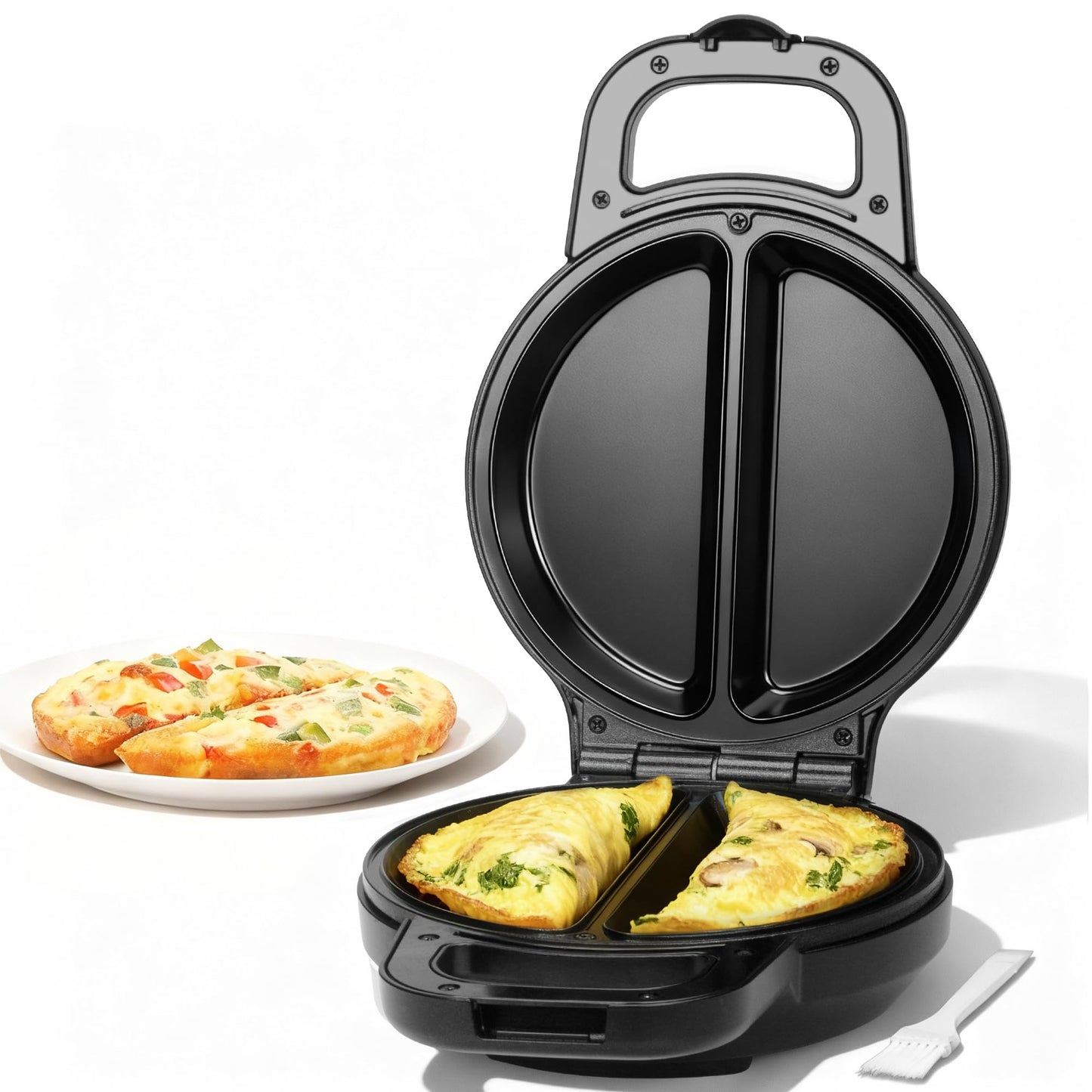 SugarWhisk Flip Omelette Maker Electric, Omelette Pan Nonstick for 2 Individual 6.5" Omelets, Cooking Gadgets for Home, Omelet Maker with Ceramic Coating, Graphite