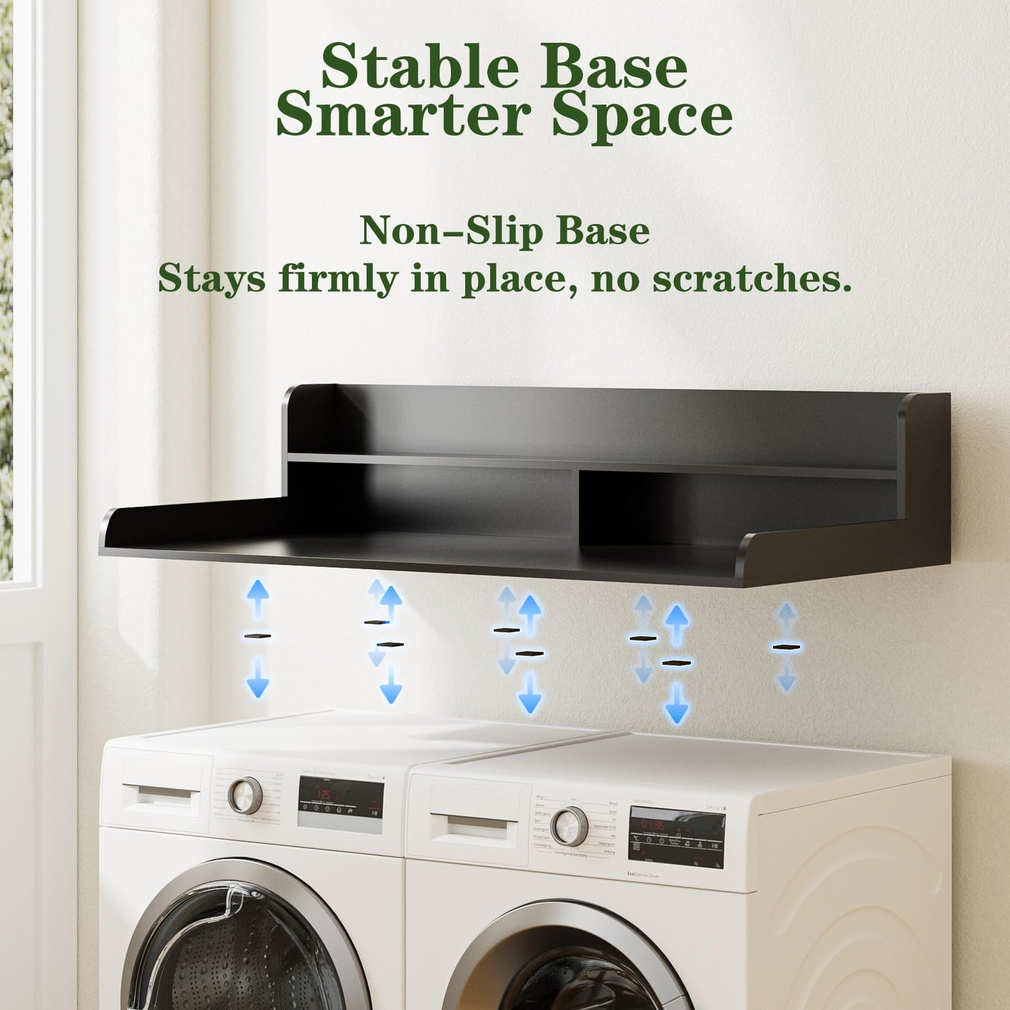 Apetaccat 2-Tier Washer Dryer Countertop, 27.6" x 54" Laundry Countertop for Washer and Dryer, Laundry Room Organization and Storage, Black