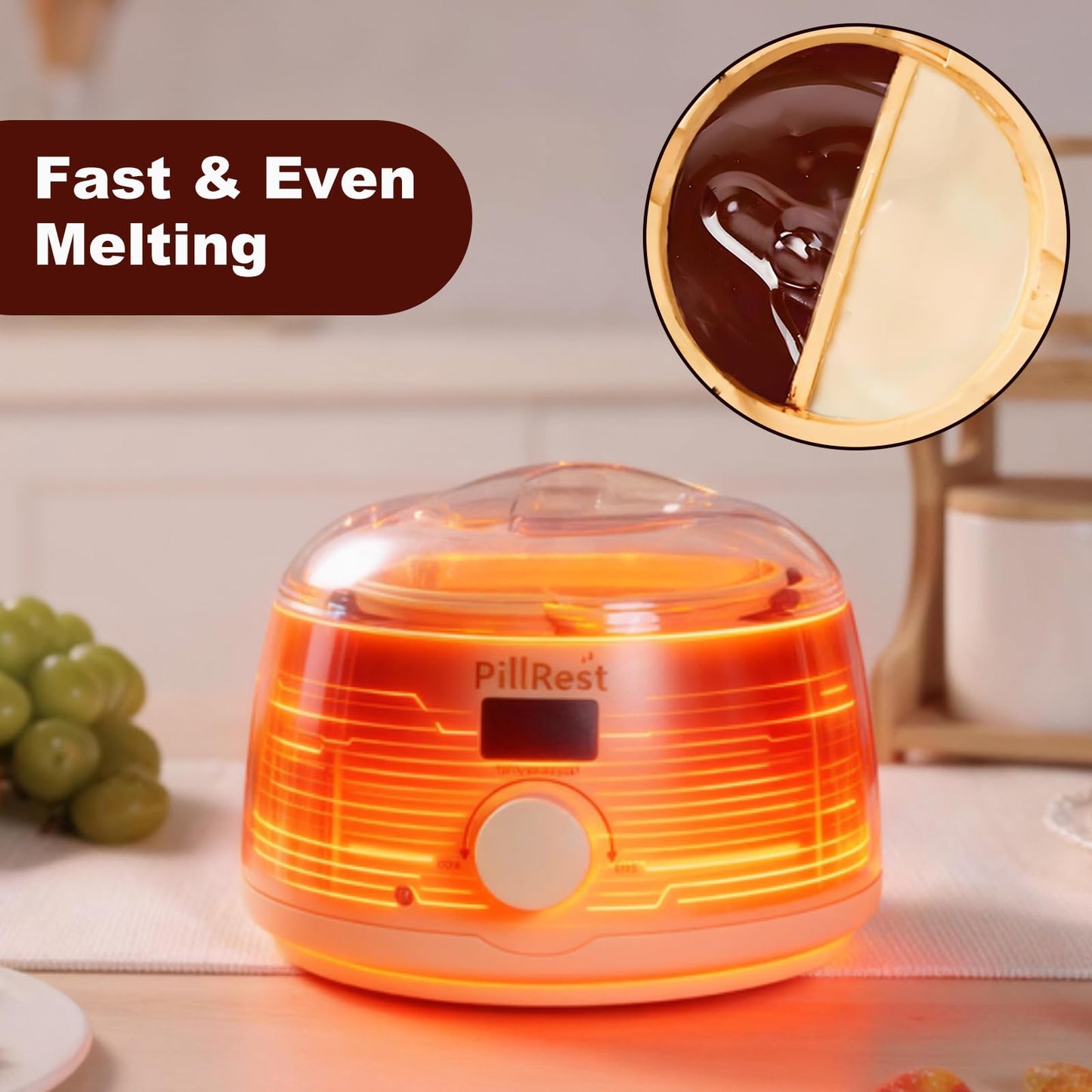 Chocolate Melting Pot, Electric Candy Melter with 2 Silicone Bowls, 17.6 OZ (500 ml) Fondue Pot Set & Chocolate Warmer Set for Dipping Cheese, Candy, Cake Pop, Home Fondue Parties Essential Supplies