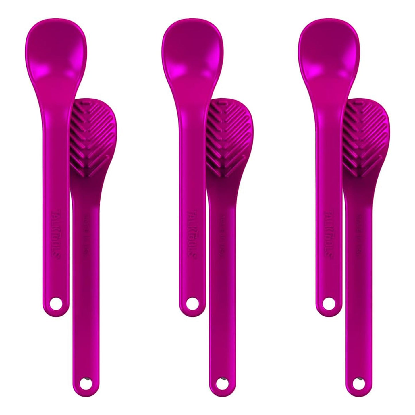 TalkTools Wee Textured Magenta Spoons - Oral Awareness During Feeding | Encourages Lip Closure | Ideal for Therapy | User Friendly Design for Adults and Children | Dishwasher Safe | Food Grade - 6 Pk