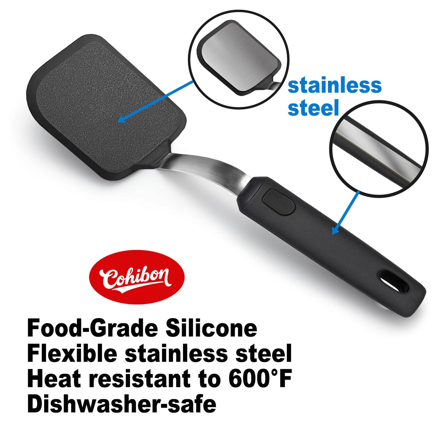 Silicone Spatula Set, Spatulas Silicone Heat Resistant Mixed 5 Piece Kitchen Cooking Utensils Set for Nonstick Cookware - Flexible Stainless Steel Core with Full Silicone, Dishwasher Safe