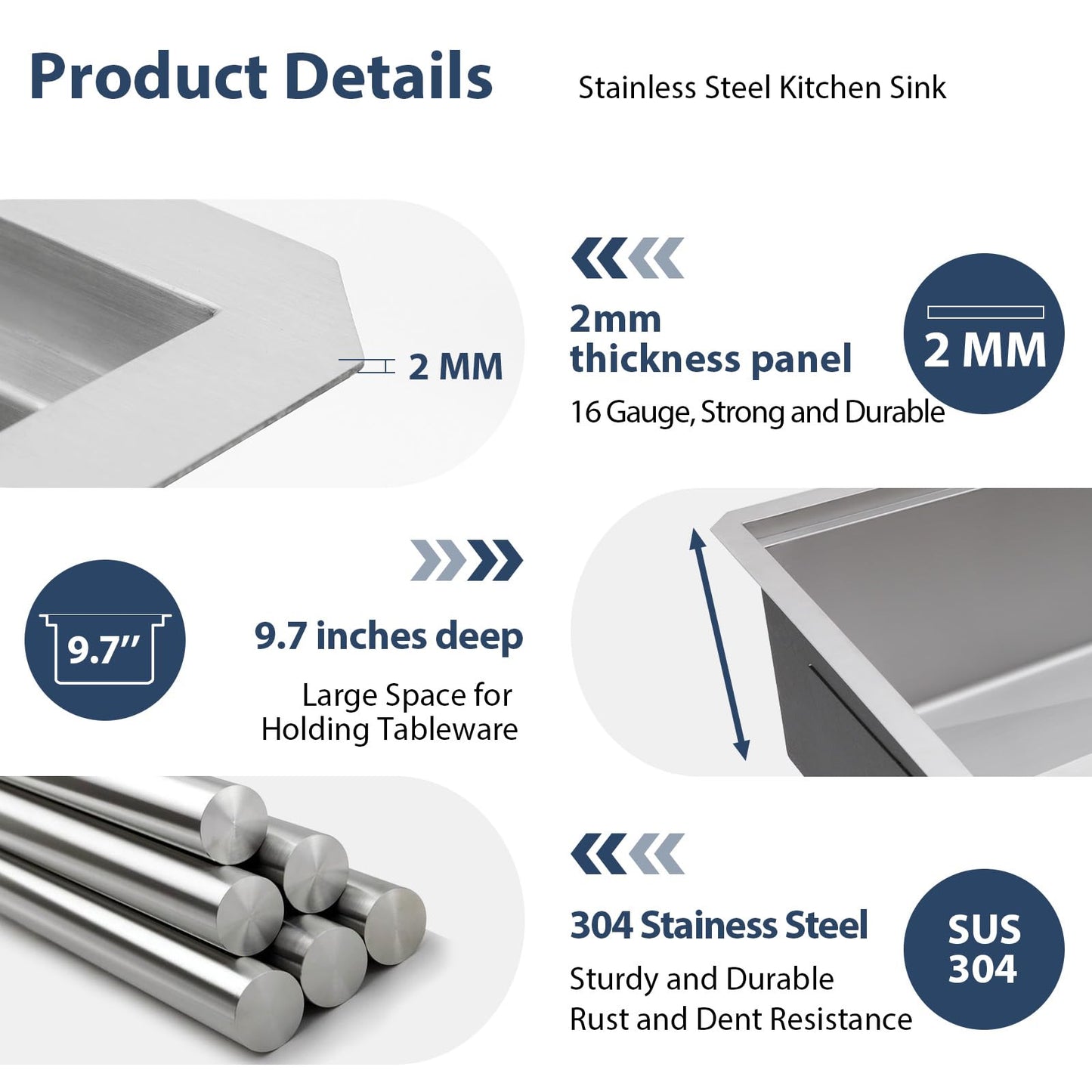 Lordear 33 Undermount Kitchen Sink 33" x 19" Stainless Steel Sinks 16 Gauge Single Bowl Ledge Workstation Handmade Under Counter Kitchen Sink Basin with Built-In Accessories