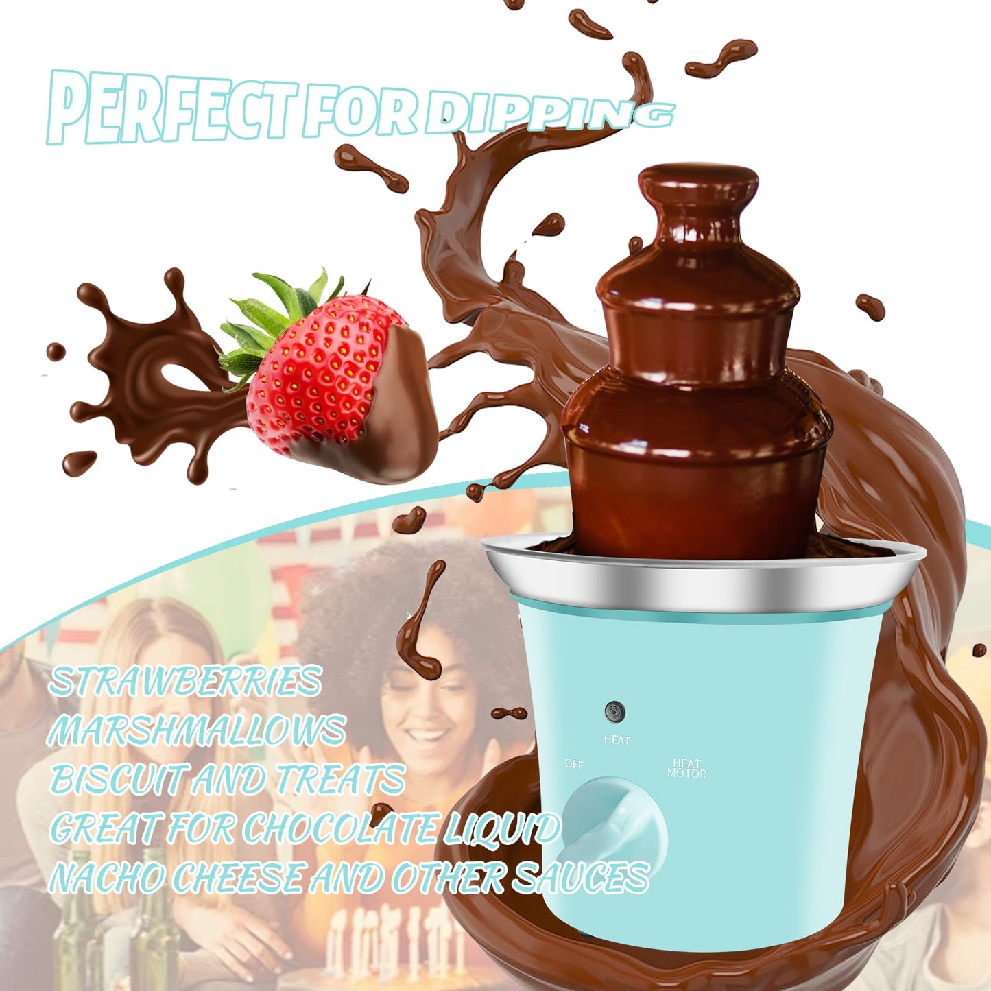 MINI Chocolate Fountain Machine Small Electric Chocolate Fondue Fountain Machine for Party for Candy Butter Cheese (Green)