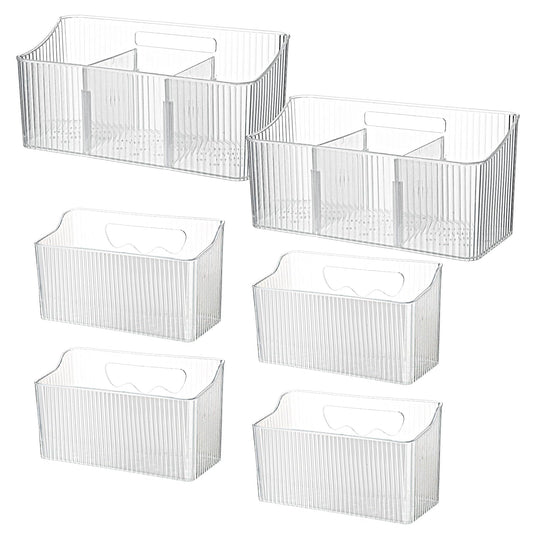 Baderke 6 Pcs Kitchen Cabinet Door Organizer Adhesive, Clear Wall Mounted Storage Bins, Organizer Basket Hanging Bin, Shower Caddy for Bathroom, Kitchen, Cabinet, Pantry