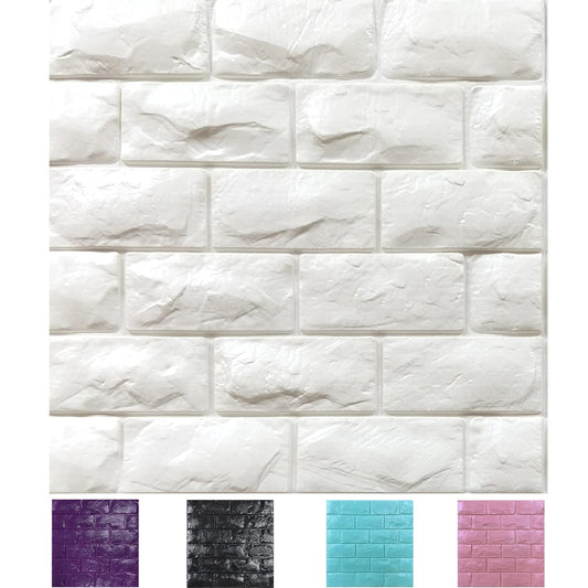11PCS 3D Wall Panels Peel and Stick Faux Brick Wallpaper White Self Adhesive Foam Brick Paneling Faux Stone Wall Panels (11PCS, White)