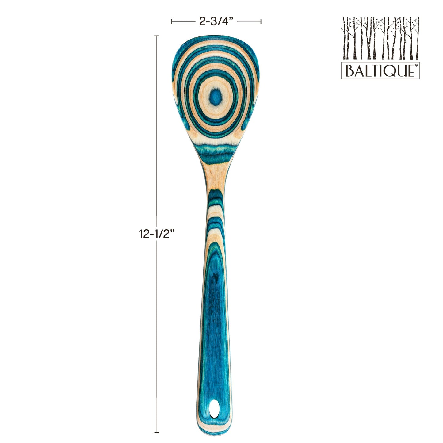 Baltique Mykonos Collection Wooden Cooking Spoon — 12.5-Inch Kitchen Utensil for Mixing, Stirring, Serving — Ready for Nonstick Cookware
