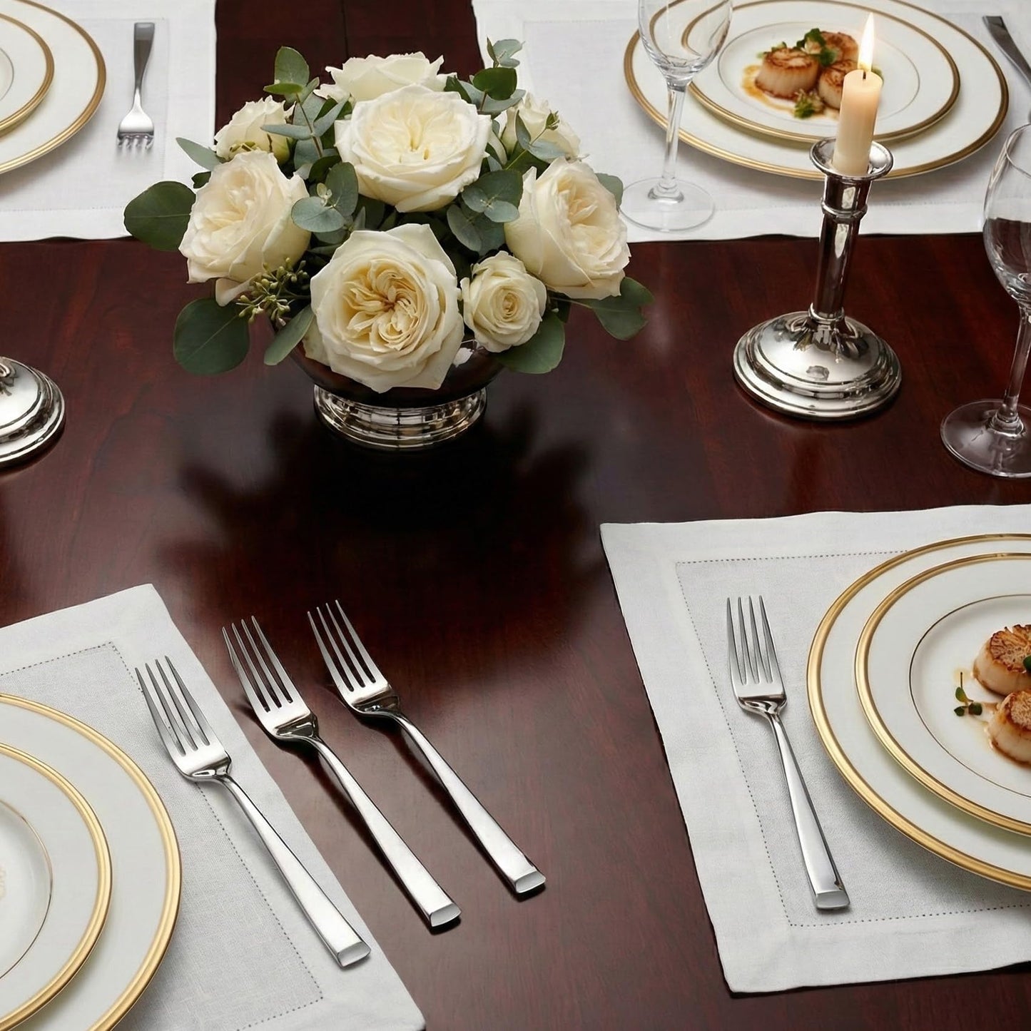 Royalrose Alexander Fine Forks, Set of 4, 18/10 Stainless Steel, Well Made, Dishwasher Safe, Heavy Duty Fork (8.1" Dinner Fork)