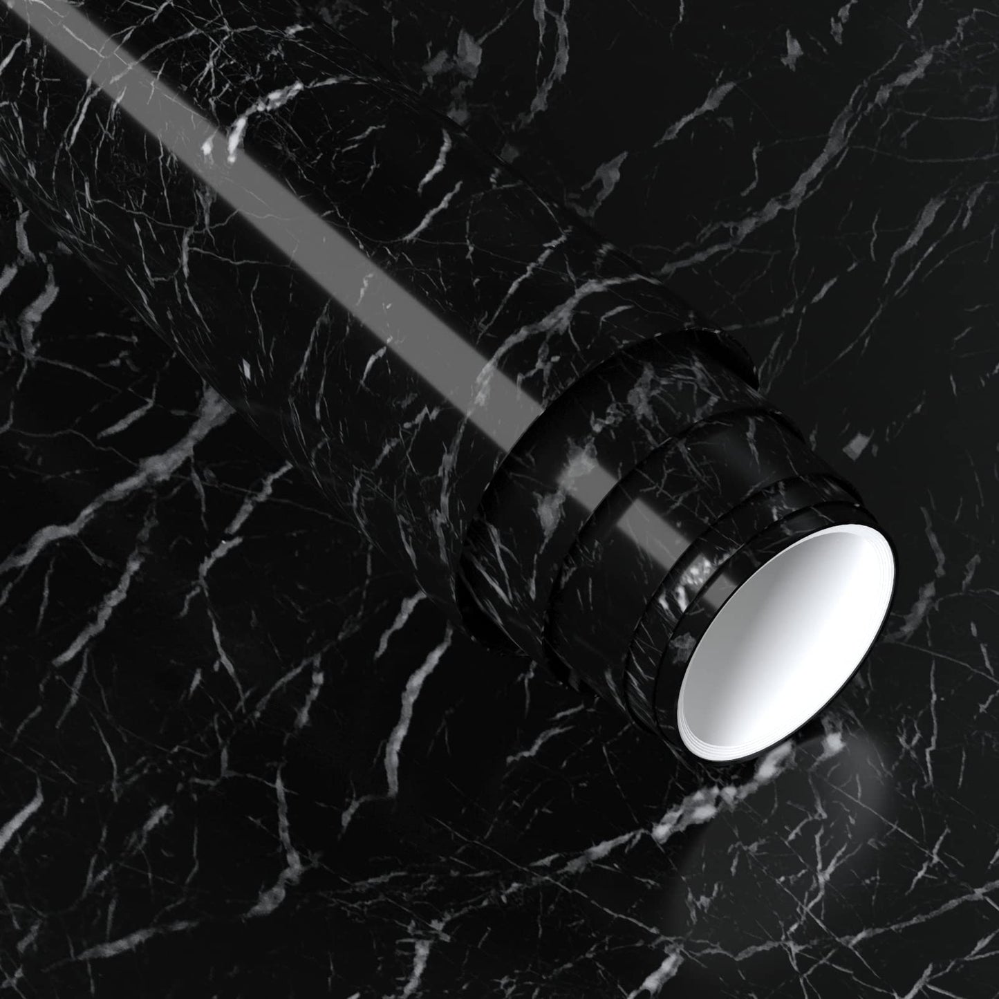 XRUIBZI Black Marble Wallpaper Peel and Stick 35.4'' x196'' Marble Contact Paper Countertop Peel and Stick Waterproof Black Self Adhesive Removable Wall Paper Cabinet Covering for Kitchen Home Décor
