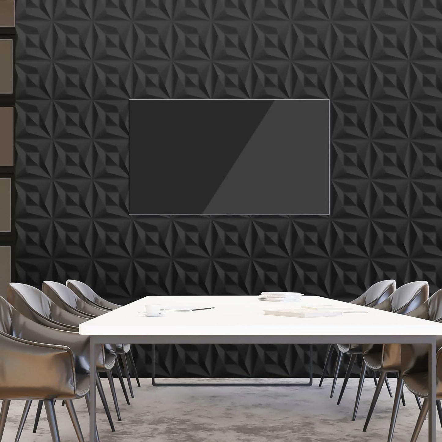 Umedol 40 PCS 3D Wall Panels for Interior Wall Décor Black 11.8"*11.8" Covering Panels, PVC Textured 3D Wall Tile for Living Room, Bedroom DIY Interior Décor