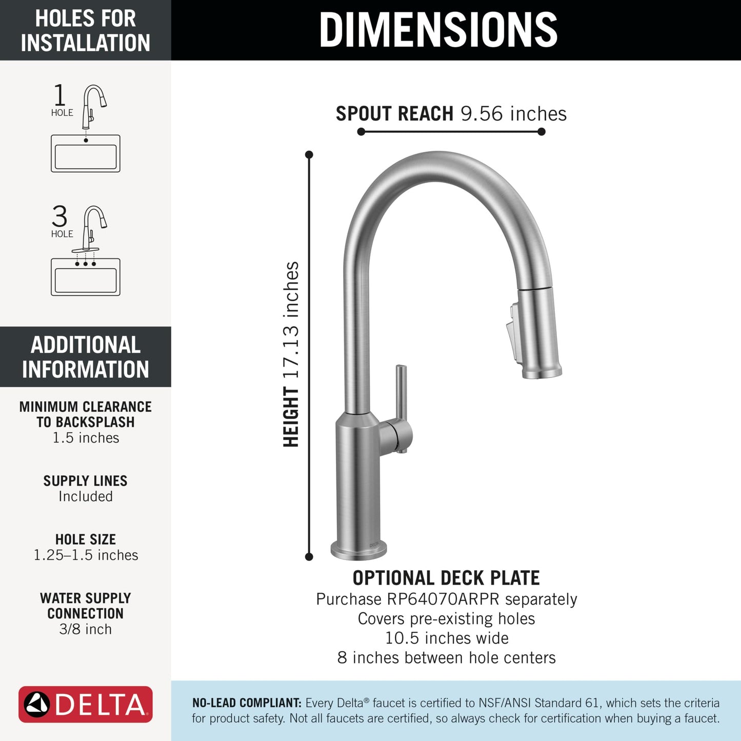 Delta Cordova Brushed Nickel Pull Down Kitchen Faucet, Modern Single Hole Kitchen Sink Faucet with High Pressure ProClean Spray, Lumicoat Arctic Stainless 9185-AR-PR-DST