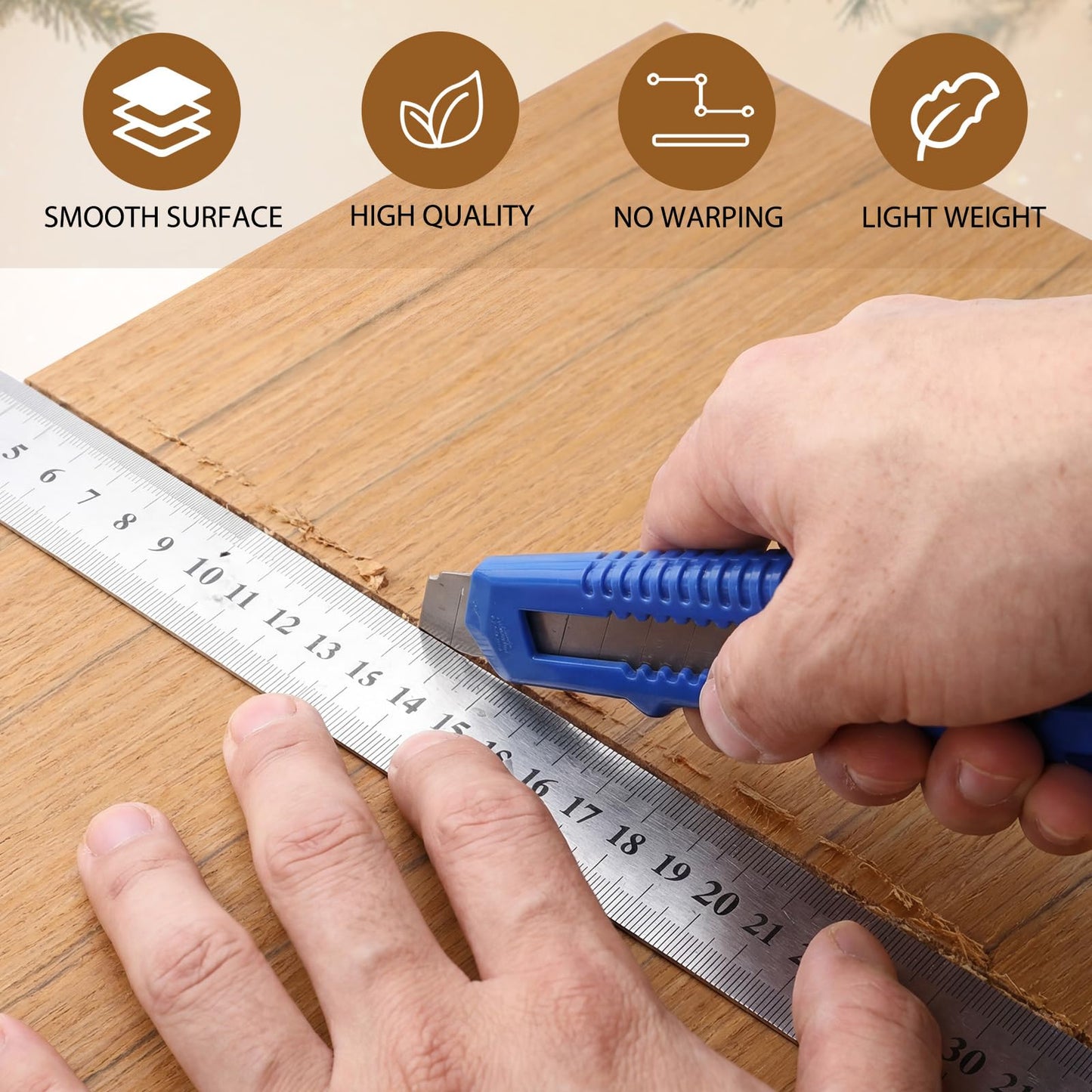 Maasechs 24 Pcs Teak Wood Color Wood Sheets Plywood Board for Laser Engraving Cutting 3 mm Thick Unfinished Boards for DIY Project Crafting Cutting Architectural Model (12 x 12 Inch)