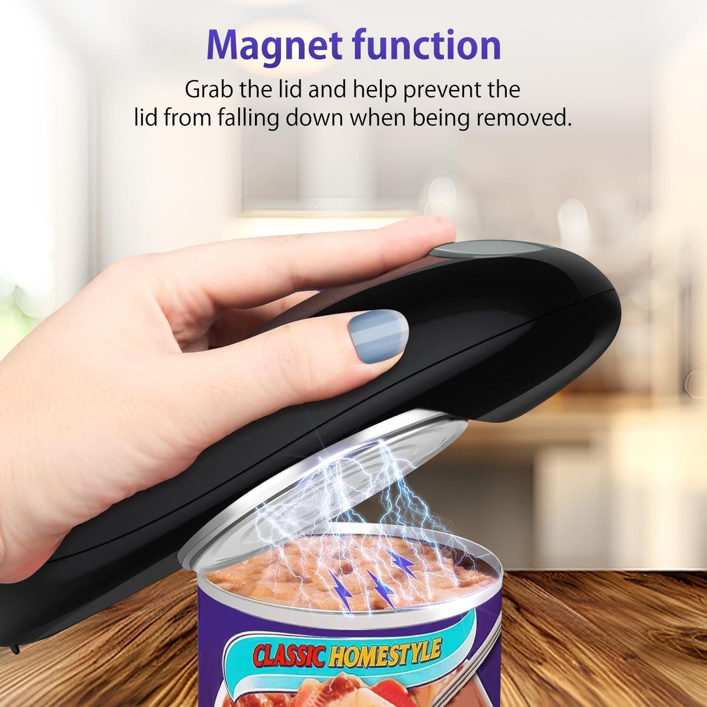 Electric Can Opener, Handheld One-touch Automatic Can opener, Smooth Edge Kitchen Gadget Can Openers Electric for Seniors with Arthritis