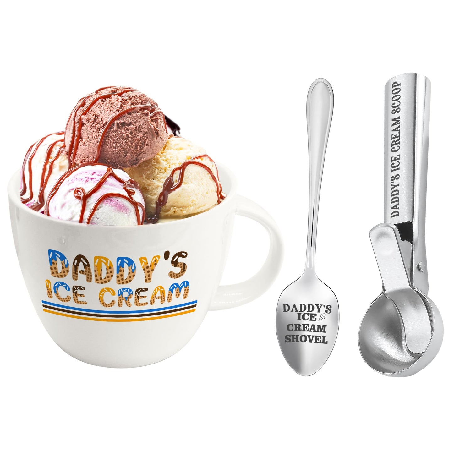 Daddy Gifts, Gifts for Dad from Daughter Fathers Day, Daddy's Ice Cream Bowl Scoop Shovel Spoon Set, DadIce Cream Gift from Son Daughter, Ideal Xmas Birthday Father's Day Gift for Him