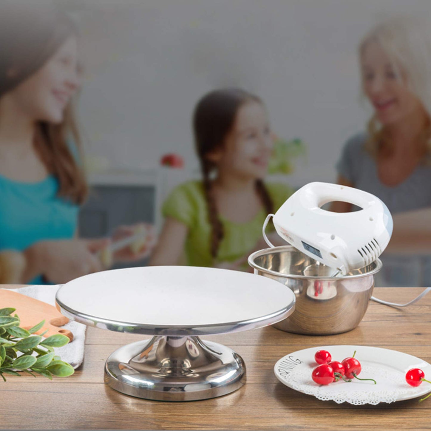 Zerodis Revolving Cake Stand, Stainless Steel Rotating Cake Turntable with Non Slip Base Cake Decorating Stand Bakery Supplies for Cupcakes Cookies Desserts