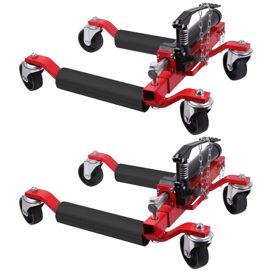 GarveeTech 2 Pcs Car Wheel Dolly with Hydraulic Tire Jack, 1500 LBS Capacity Trailer Dolly for Vehicle Positioning for Truck RV Trailer, Red