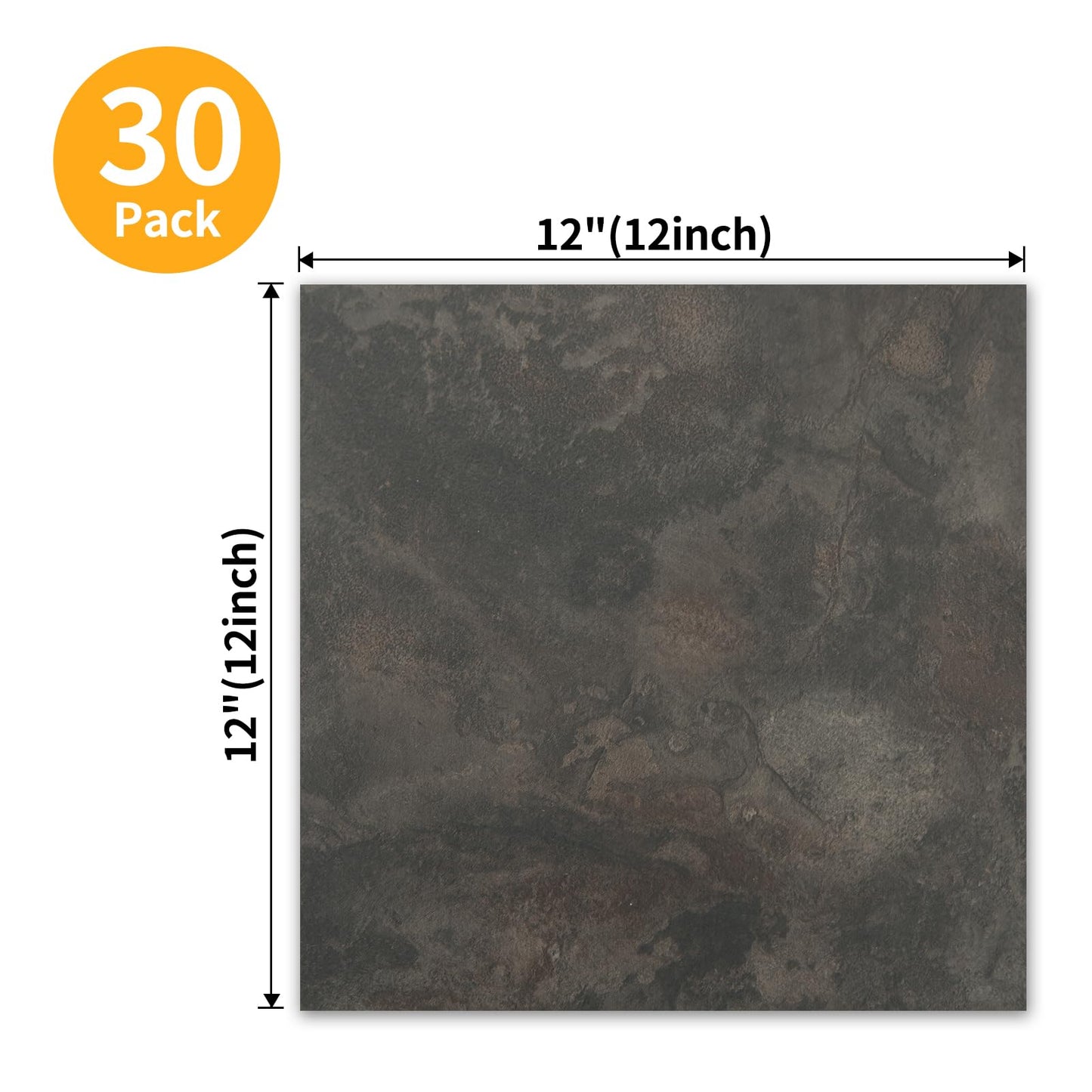 WOWSTAR 30-Pack Peel and Stick Floor Tiles, 12 x 12in Vinyl Flooring Tiles, Self-Adhesive Waterproof Flooring Planks for Kitchen, Dining Room, Bedrooms, 30 Sq. Ft - Brown Fine Sand Texture