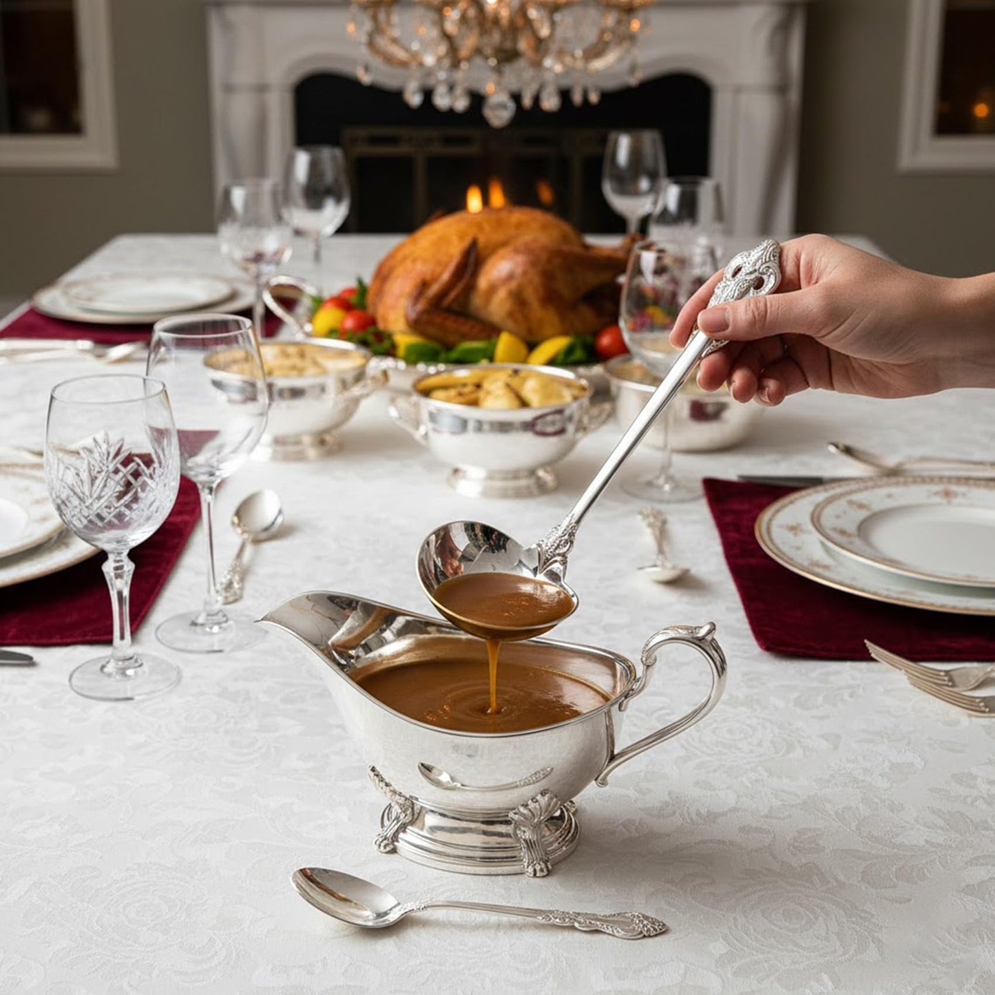 KEAWELL Premium 7.5 inch Luxury Gravy Ladle, 18/10 Stainless Steel, Small Gravy Spoon for Home. Solid and Sturdy, Dishwasher Safe. (1, Silver)