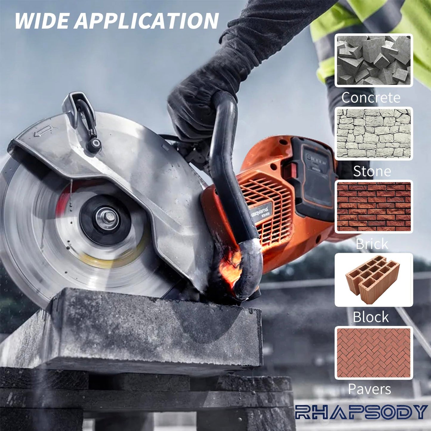 RHAPSODY 14 Inch Diamond Saw Blade 5Pcs, Segmented General Purpose for Dry/Wet Cutting Concrete, Reinforced Concrete, Masonry, Brick, Block - 1"-20mm Arbor