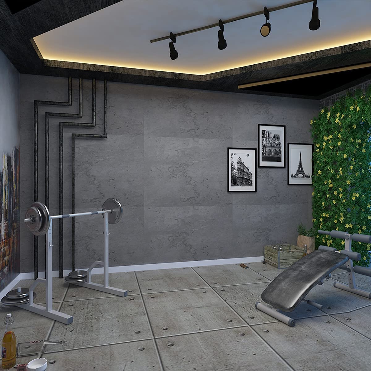 Magielif 32"x118" Dark Grey Black Concrete Wallpaper Peel and Stick Thick Vinyl Gray Concrete Contact Paper Waterproof Adhesive Matte Textured Faux Cement Wall Sticker for Bedroom Bathroom Kitchen