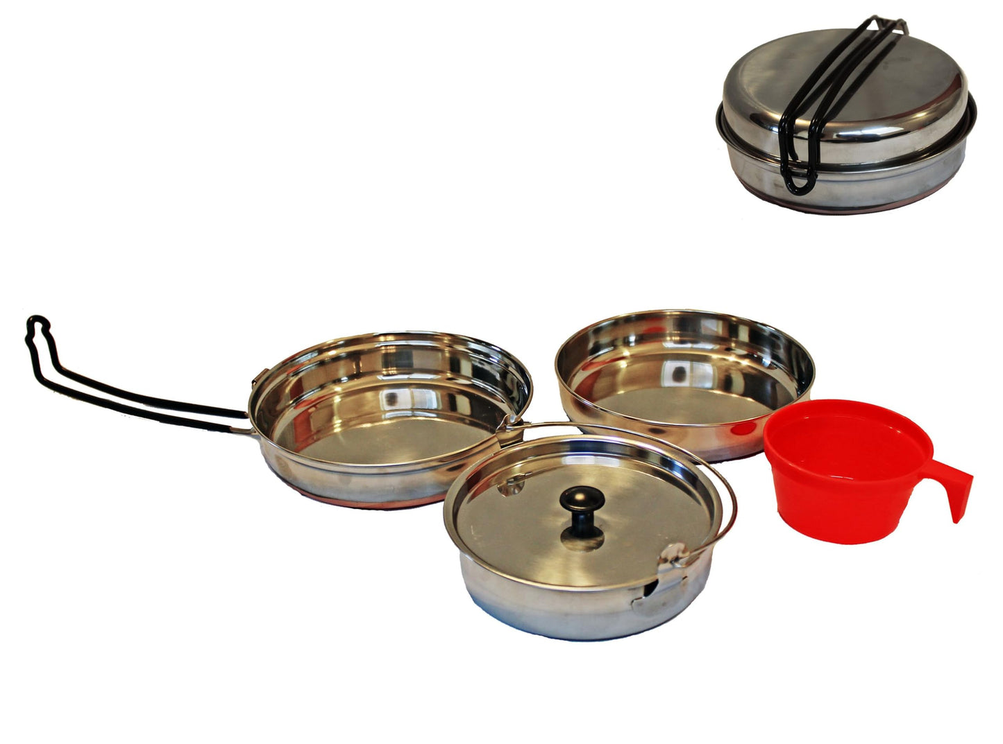 Alpine Mountain Gear Stainless Steel Mess Kit - Steel Camping Cookware with Carrying Bag (Made by Caddis Sports)
