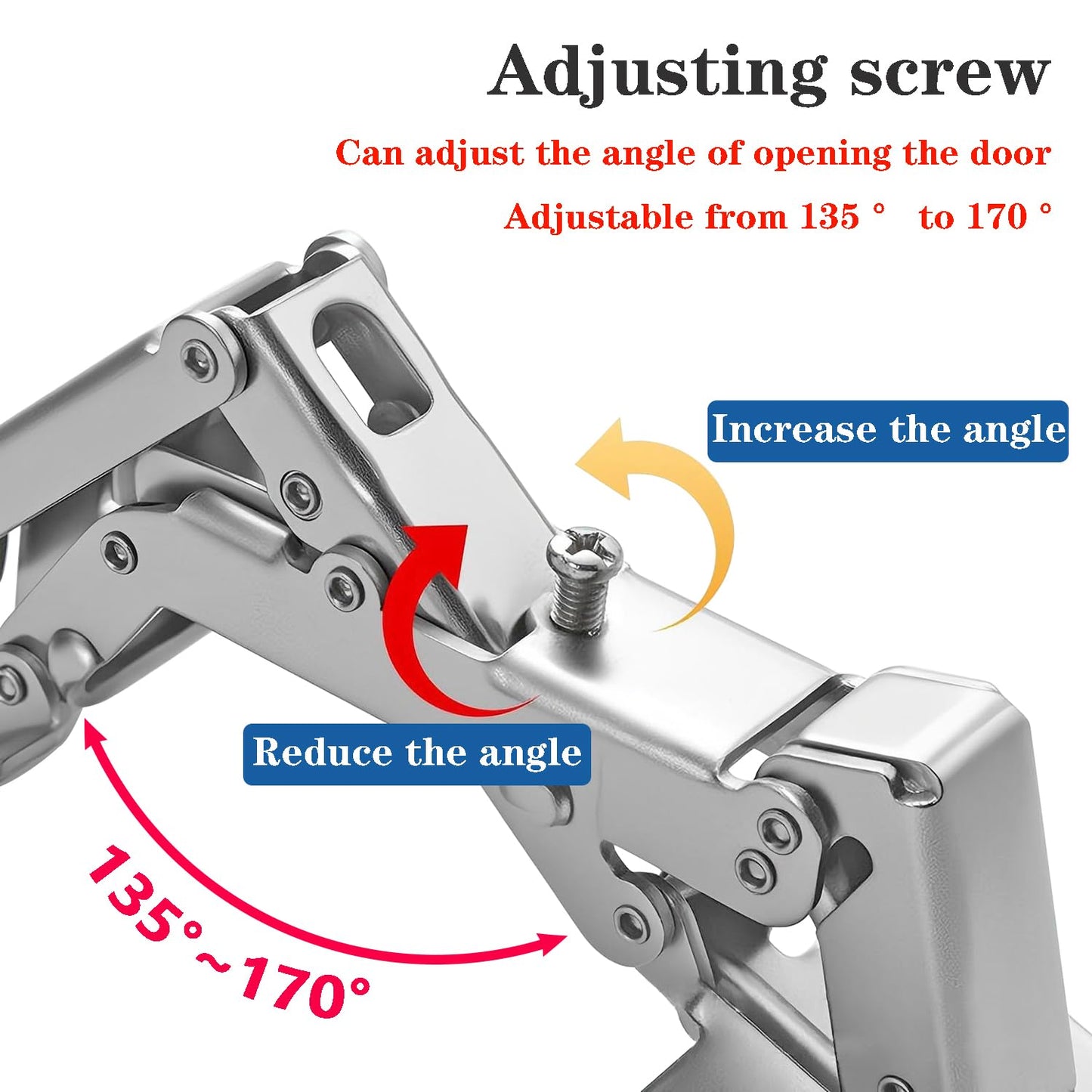 Qrity 2 PCS 175 Degree Hinges Soft Close Hinge, Frameless Hydraulic Cabinet Doors Hinges, Adjustable Mounting Hinges for Cabinet, Cupboards, Wardrobe
