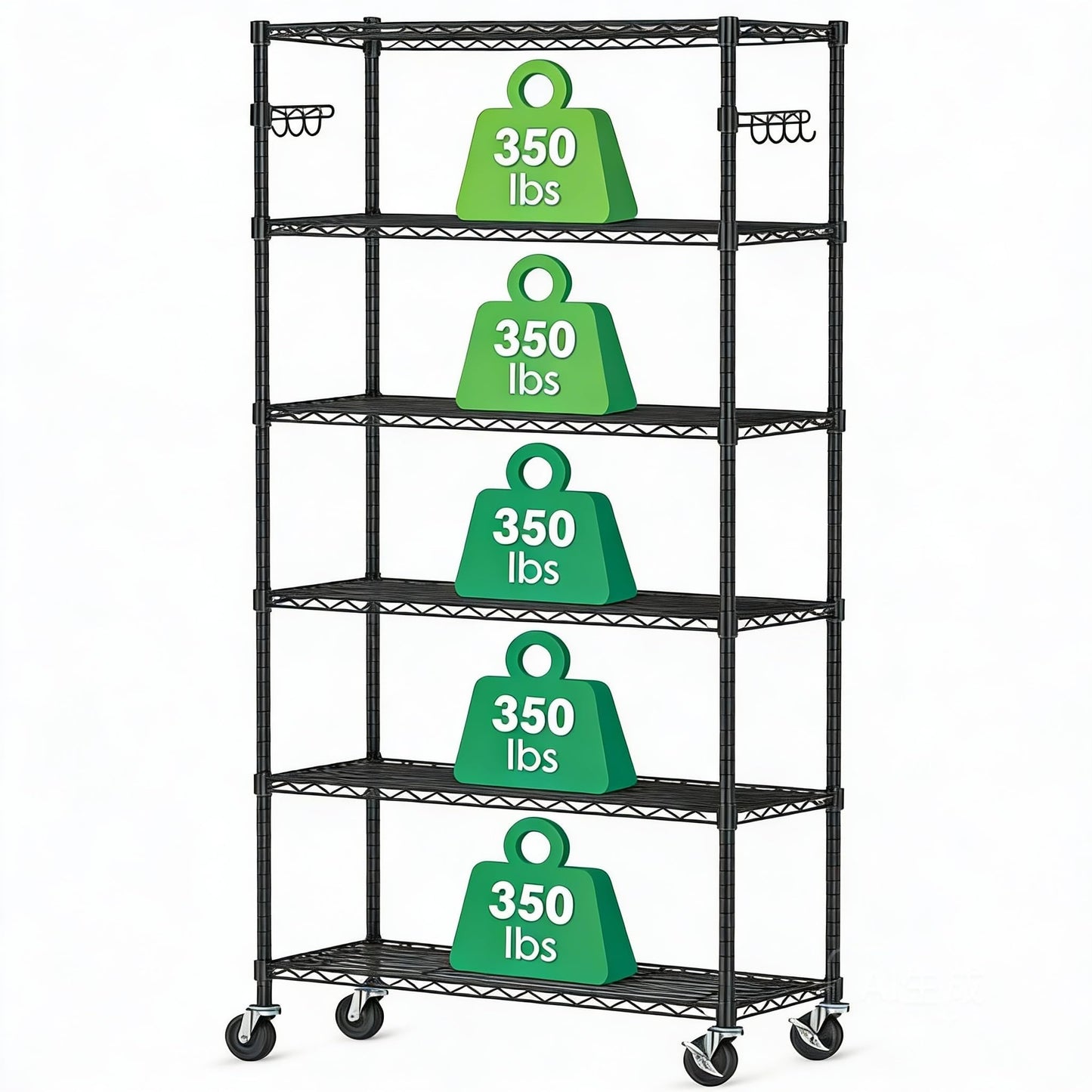 Alexayhome Heavy Duty Wire Metal Shelving with Wheels 6 Tier Garage Storage Utility Rolling Shelves Rack Unit Industrial Adjustable Sturdy Shelving for Kitchen Garage Pantry Bathroom Laundry
