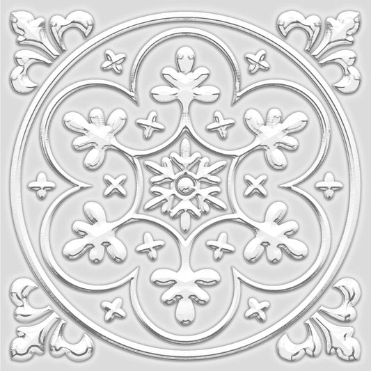 Peel and Stick Wall Tile Stickers Backsplash for Kitchen/Living Room/Bathroom in Metalic Design, 8x8 inch Pack of 10 Self Stick Paper Wall Tile Stickers for Your Home and DIY Projects (Silver)