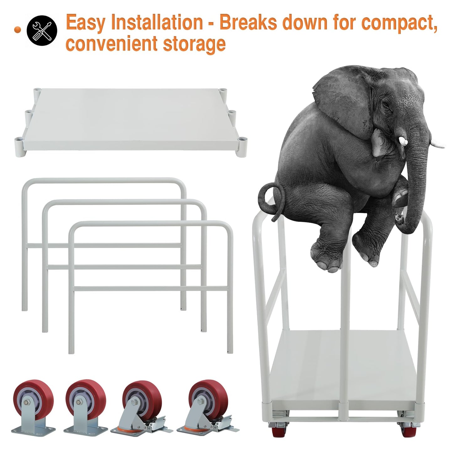 2500 LBS Heavy Duty Platform Truck Cart with 4 Side Handrails with 4 Rubber Swivel Casters for Loading and Storage