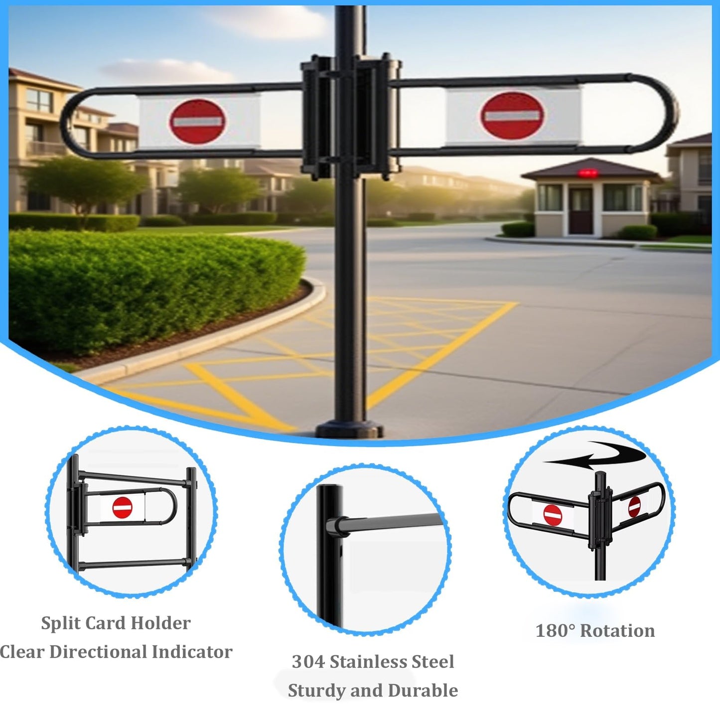ZGLINMZ Stainless Steel Supermarket Cashier Counter Safety Gate - Black 200x100CM 1-Way Pedestrian Access Spring-Loaded Automatic Swing Door for Libraries and Entrances