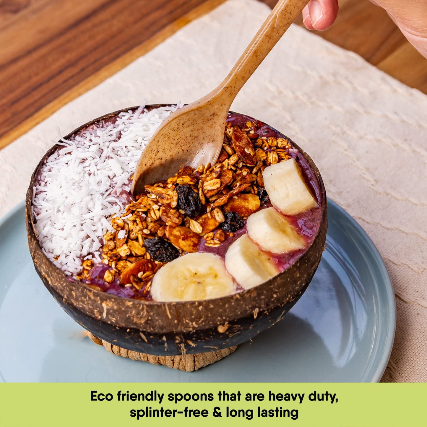 Premium Quality100% Biodegradable Spoons Made of Vegetable Fibers, 100 PCS of 6.7” Long Heavy-Duty and Splinter Free Eco-Friendly Spoons, Perfect Sustainable Cutlery for All Types of Occasions