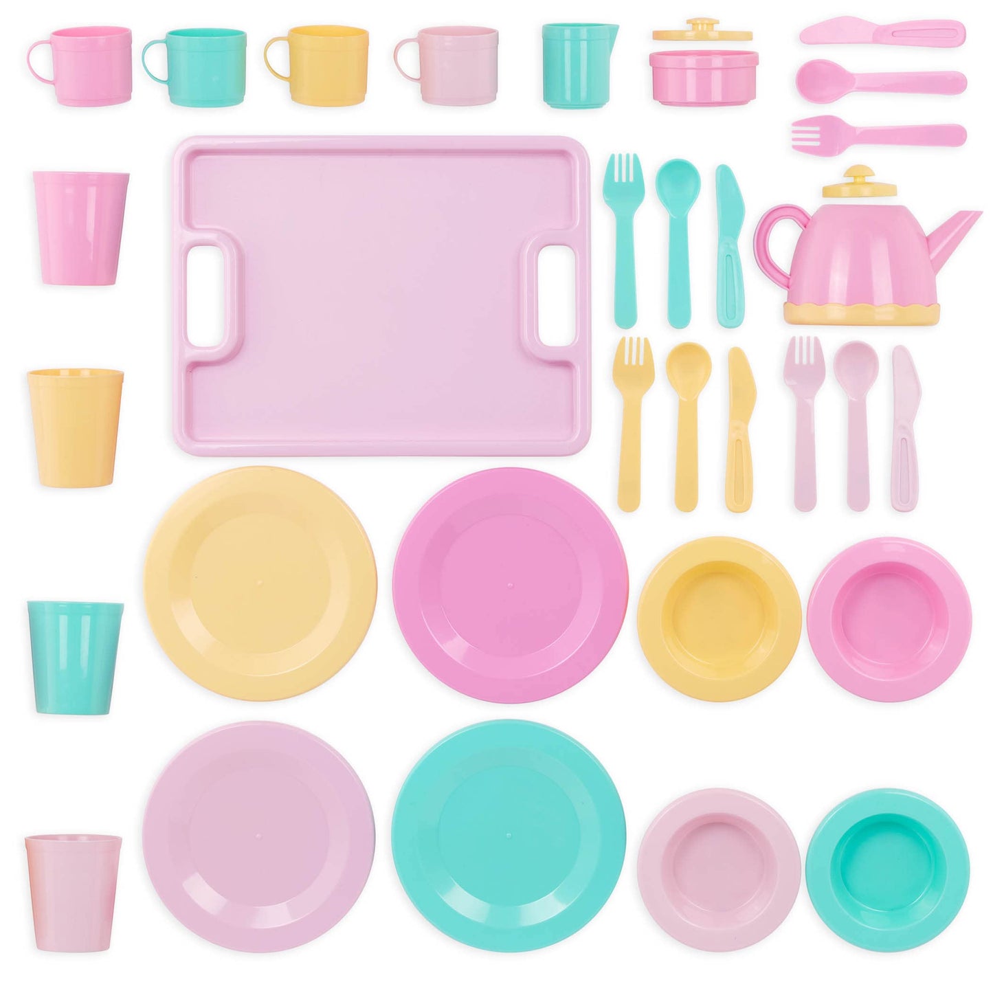 Battat – Play Circle – Dish Set – Plates, Cups, and Tea Party Toys – Kitchen Toys for Toddlers – Pretend Play – 3+ Years(34 Pieces)