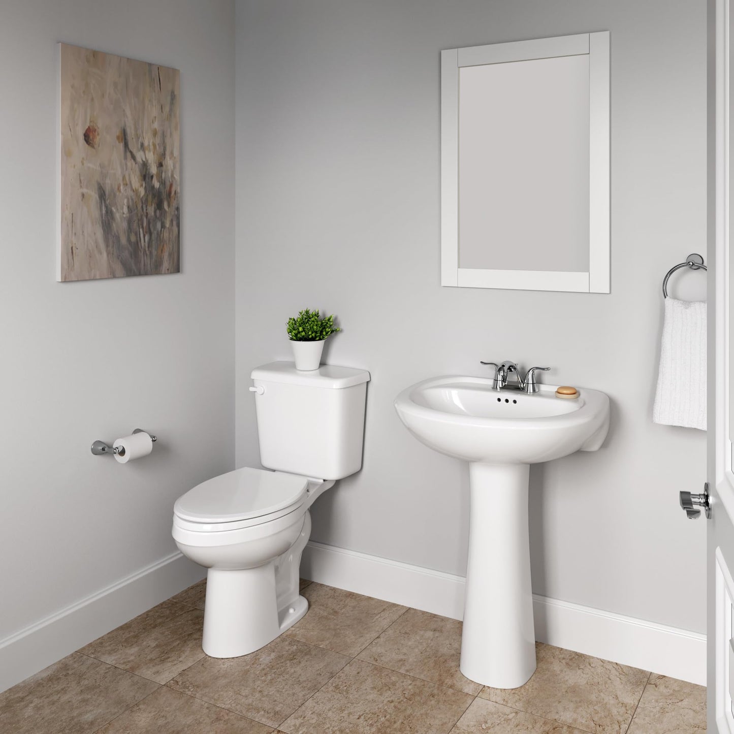 PROFLO PF4004 Lisbon Valley 24" Oval Vitreous China Pedestal Bathroom Sink with Overflow and 3 Faucet Holes at 4" Centers - White