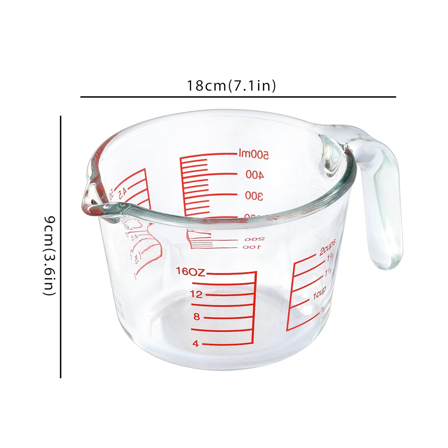 VRUIFA Glass Measuring Cup For Baking and Cooking, Dishwasher, Freezer, Microwave and Oven Safe, Apartment Kitchen Essentials Tools (16 oz)